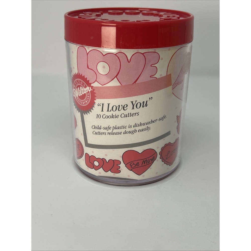 NEW Vintage Wilton I Love You Valentine Cookie Cutter Set Of 10 1990 Hearts